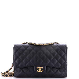 Chanel Jumbo Classic Single Flap Bag Quilted Caviar